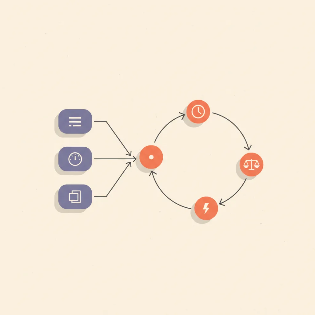 Diagram of the autonomous ad management loop: budget caps, bid rules, and creative-rotation rules flow into a continuous closed loop of trigger, decide, act, and log.