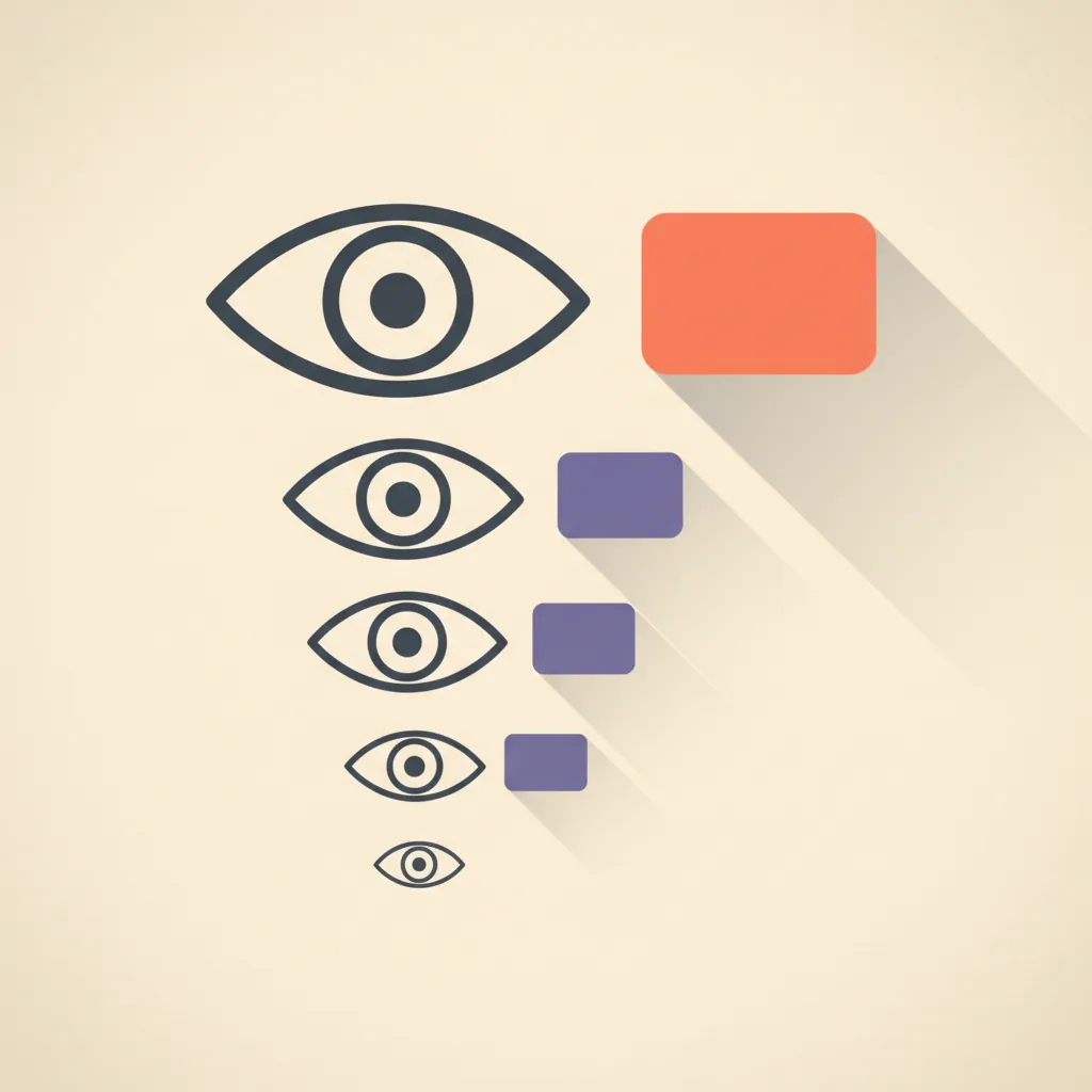 Editorial illustration: a cascade of eye-shapes representing audience attention, with the largest eye fixed on a single highlighted video frame at the top, smaller eyes drifting toward the rest.